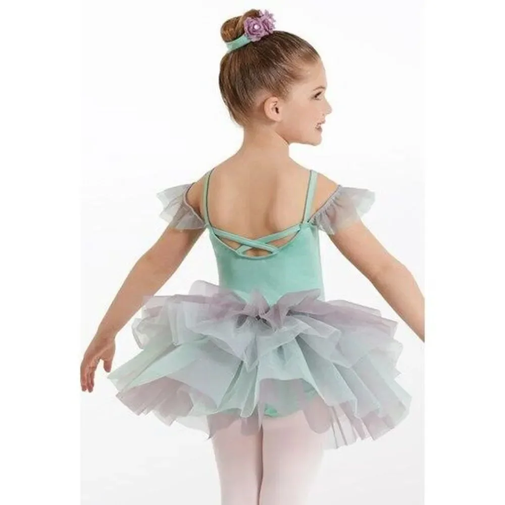 Pre-Owned Dance Costume Weissman 11808 Medium Child Green Tutu Ballet Sequin